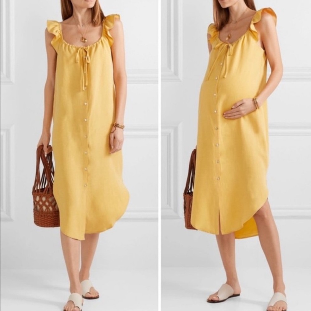 Hatch Jenna Yellow Linen Maternity Dress